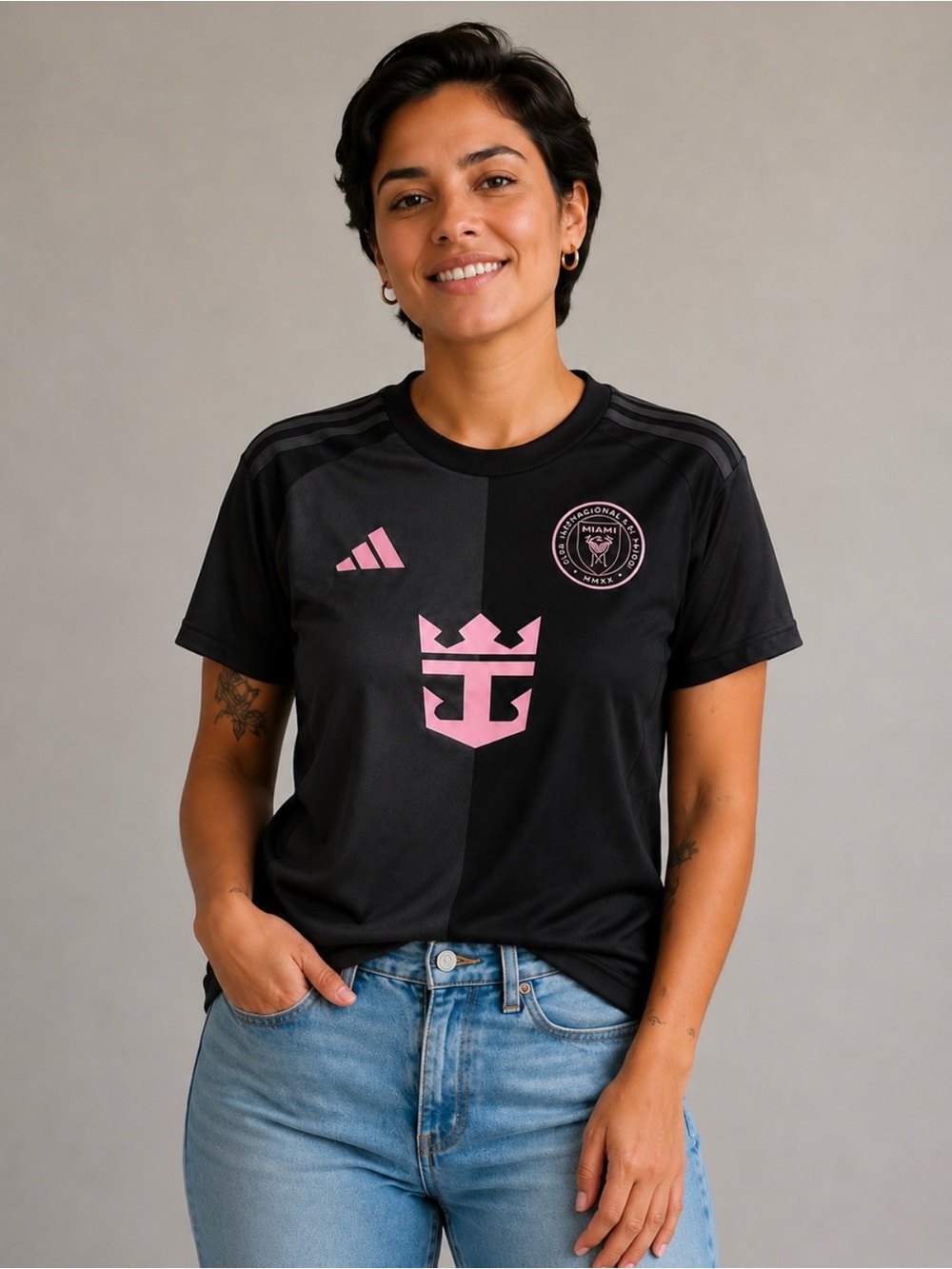 Inter Miami CF Adidas Black & Pink Athletic Jersey LARGE